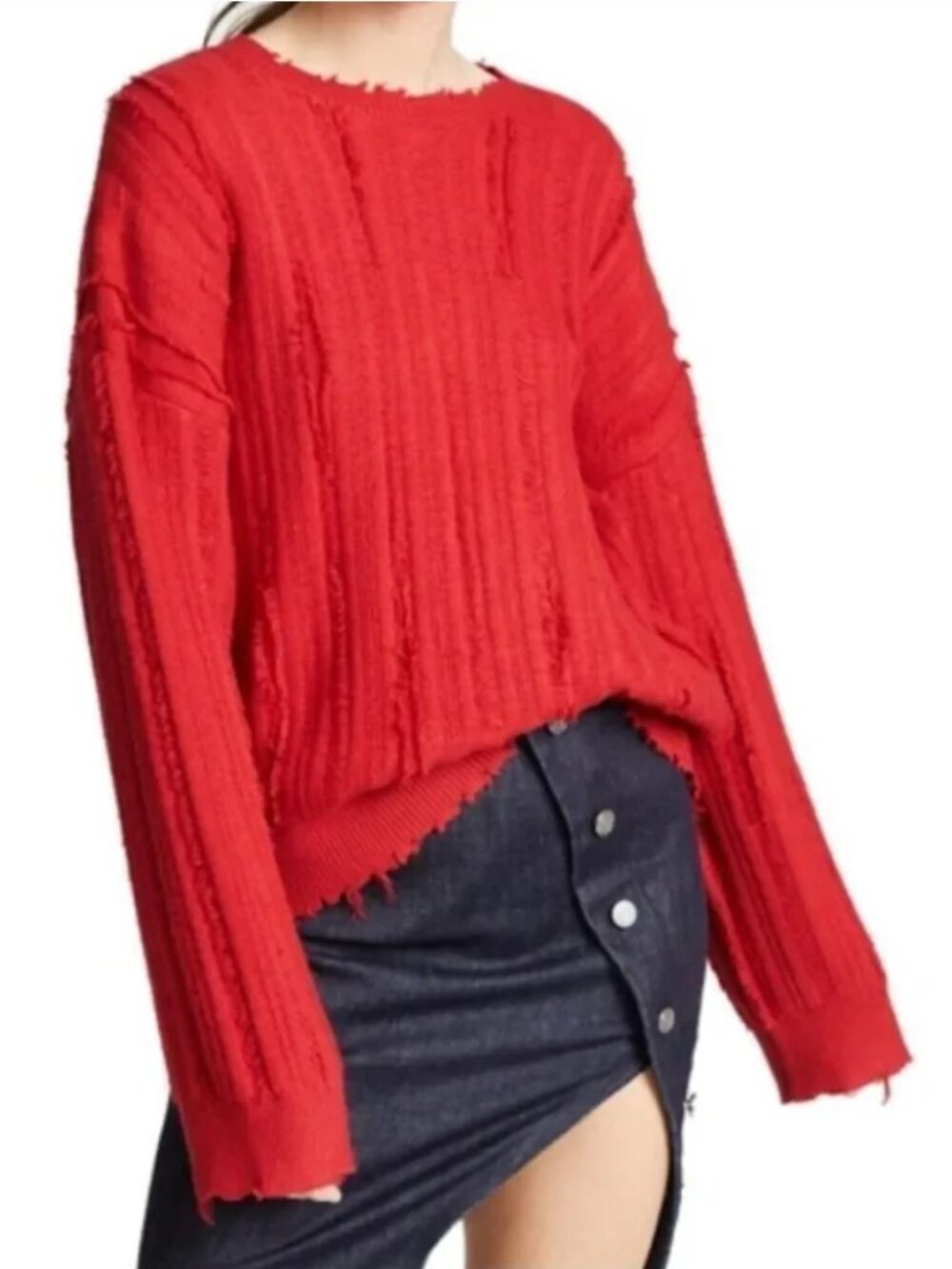 RtA Red Emmett Sweater Distressed